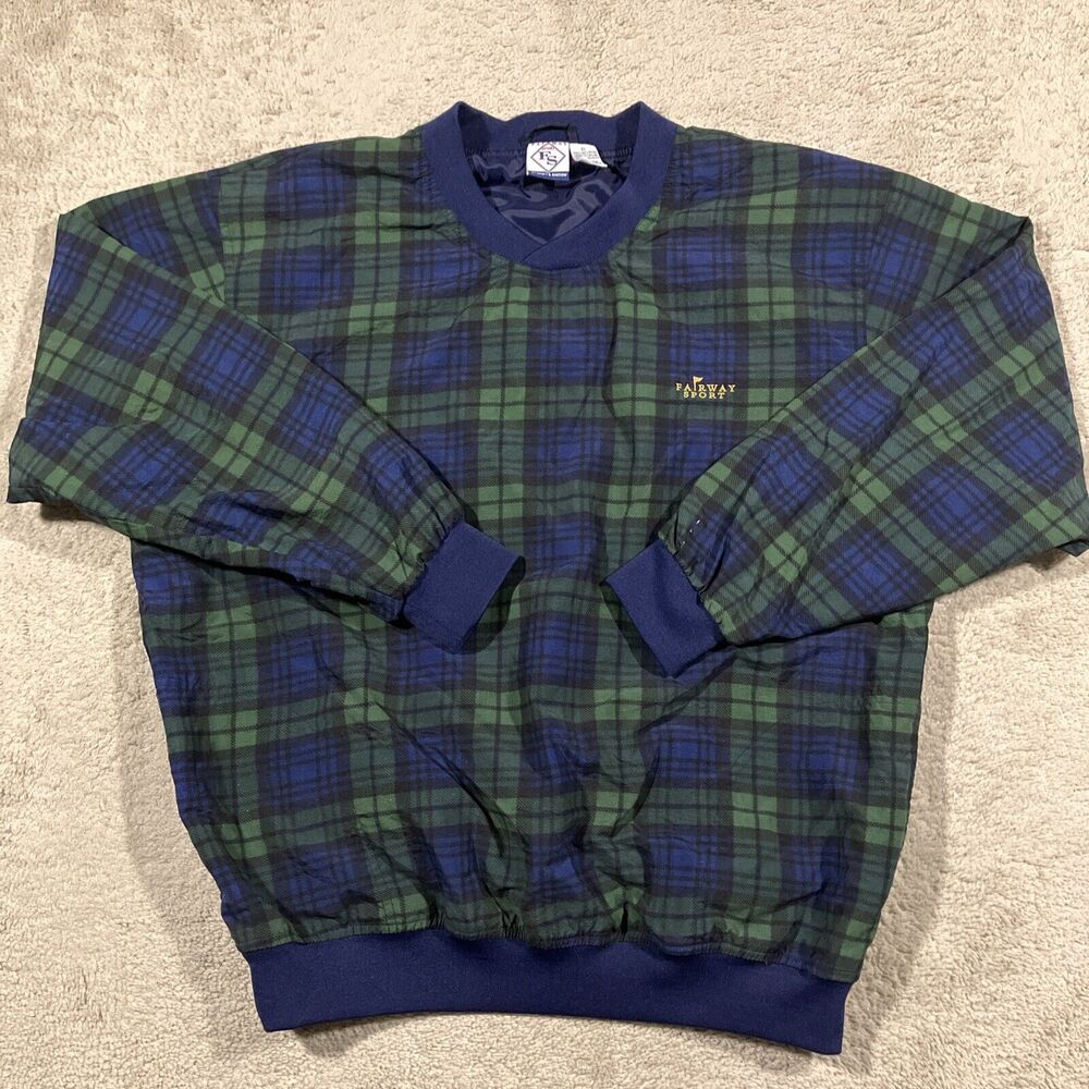 Vintage Fairway Sport Black Watch Plaid Jacket Mens XL Golf Outdoors Grandpacore